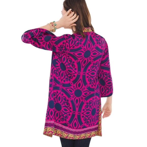 Chico's NWOT Satin Paisley Printed Reversible Open Front Kimono Duster Jacket - Picture 7 of 10